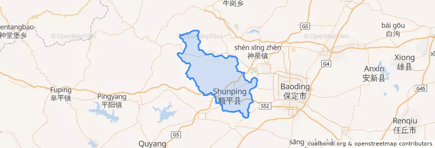 Mapa de ubicacion de Shunping County.
