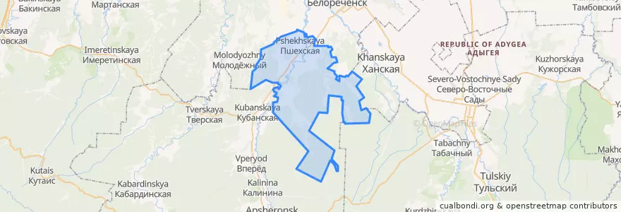 Mapa de ubicacion de Пшехское сельское поселение.