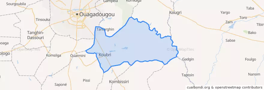 Mapa de ubicacion de Koubri.