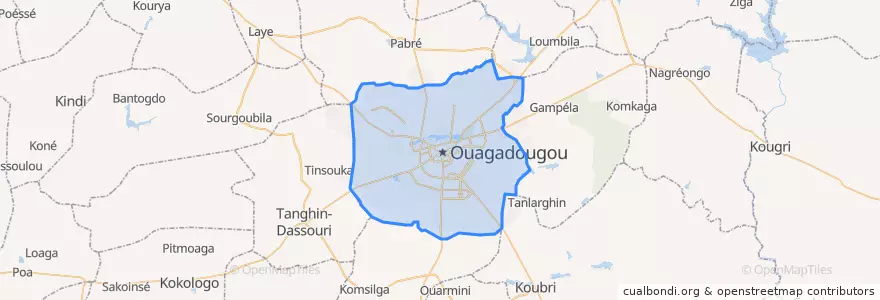 Mapa de ubicacion de Ouagadougou.