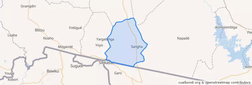 Mapa de ubicacion de Sangha.