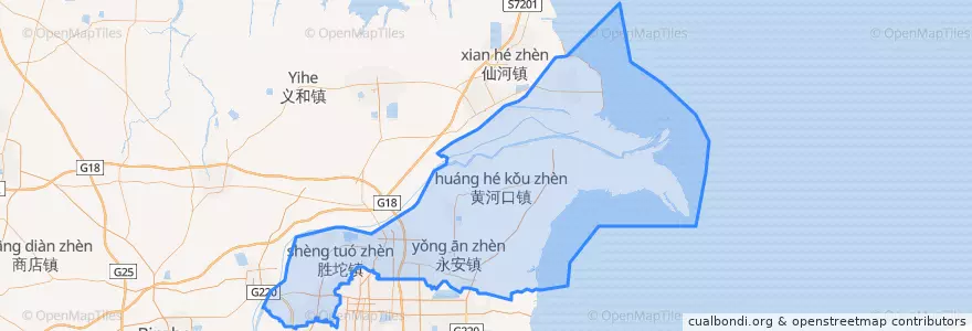 Mapa de ubicacion de 垦利区 (Kenli).
