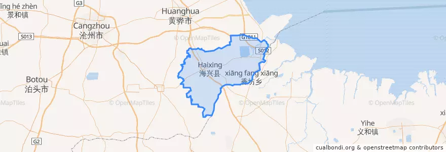 Mapa de ubicacion de Haixing County.