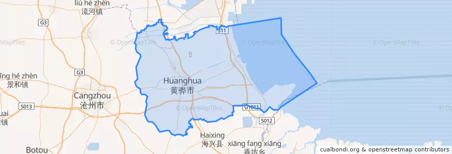 Mapa de ubicacion de 黄骅市.