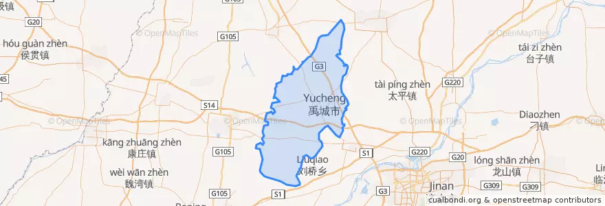 Mapa de ubicacion de 禹城市 (Yucheng).