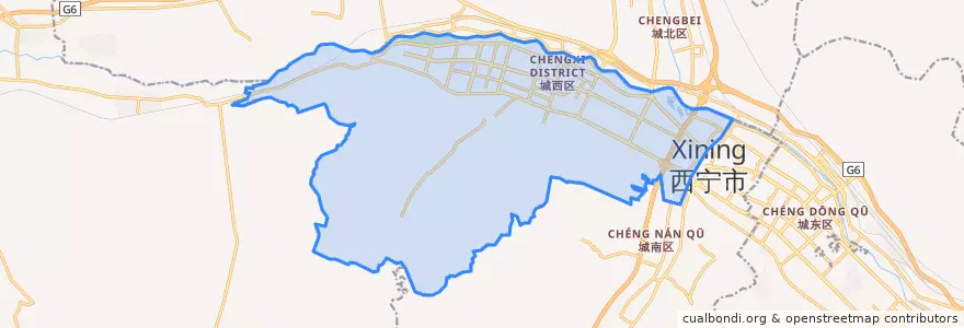Mapa de ubicacion de 城西区.
