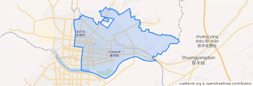 Mapa de ubicacion de Linghe District.