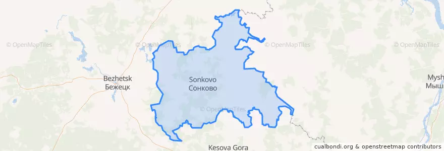 Mapa de ubicacion de Сонковский район.