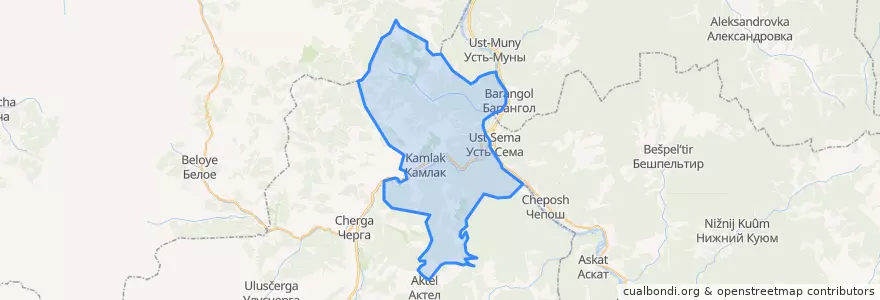 Mapa de ubicacion de Камлакское сельское поселение.