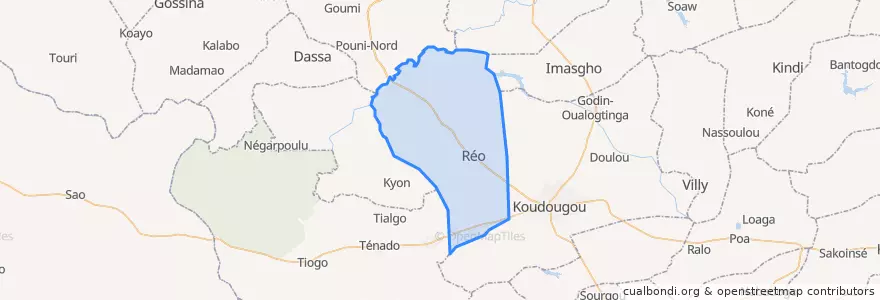 Mapa de ubicacion de Réo.