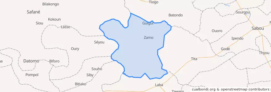 Mapa de ubicacion de Zamo.