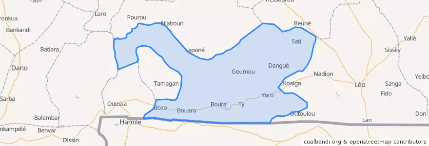 Mapa de ubicacion de Boura.