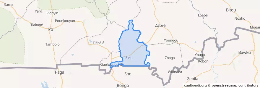 Mapa de ubicacion de Ziou.