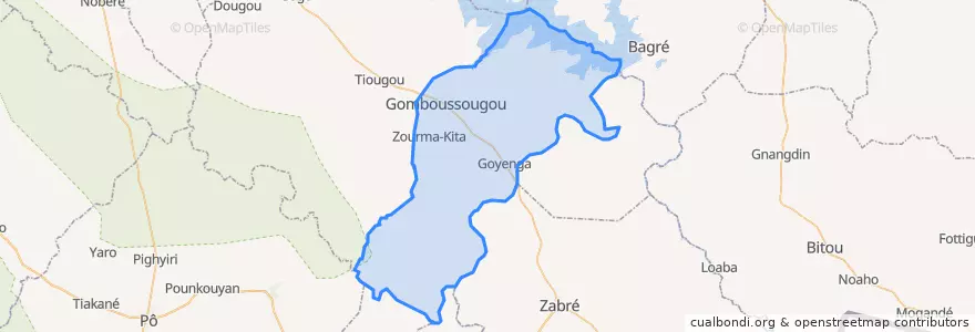 Mapa de ubicacion de Gomboussougou.