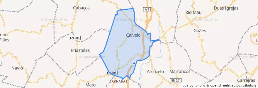 Mapa de ubicacion de Calvelo.