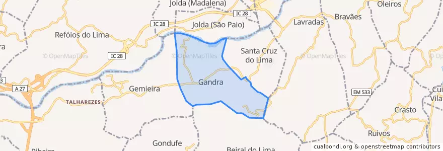 Mapa de ubicacion de Gandra.