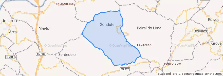 Mapa de ubicacion de Gondufe.