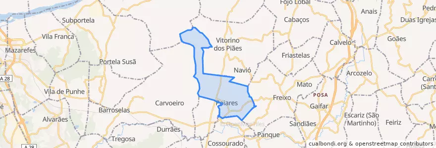 Mapa de ubicacion de Poiares.