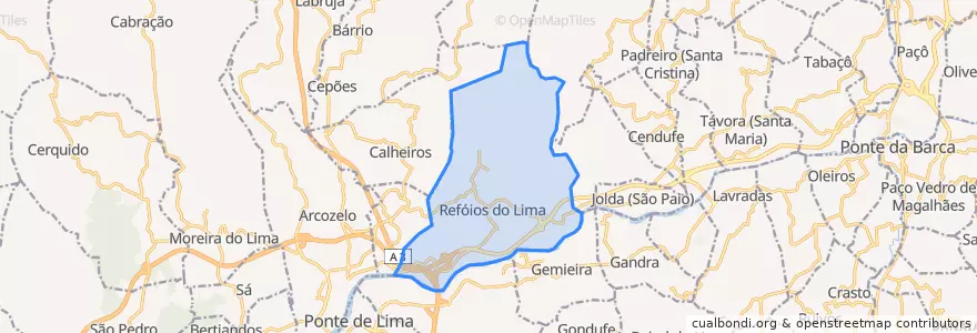 Mapa de ubicacion de Refóios do Lima.