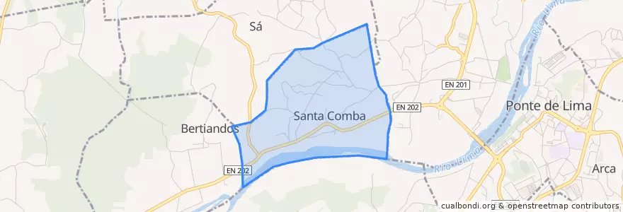 Mapa de ubicacion de Santa Comba.