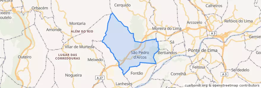 Mapa de ubicacion de São Pedro d'Arcos.