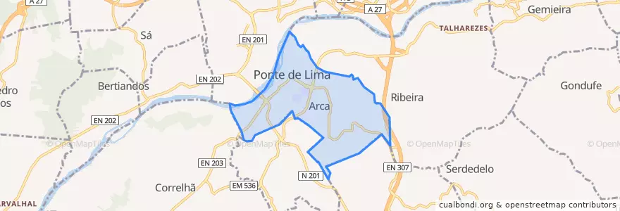 Mapa de ubicacion de Arca e Ponte de Lima.