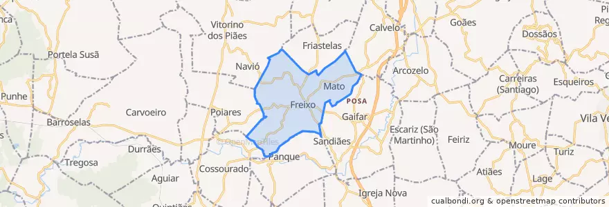 Mapa de ubicacion de Ardegão, Freixo e Mato.