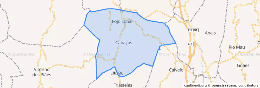 Mapa de ubicacion de Cabaços e Fojo Lobal.