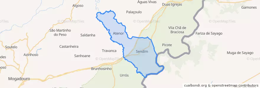 Mapa de ubicacion de Sendim e Atenor.