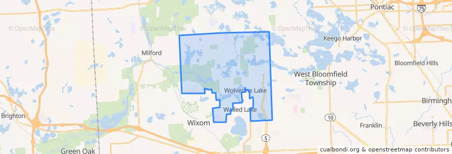 Mapa de ubicacion de Commerce Township.