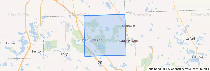 Mapa de ubicacion de Groveland Township.