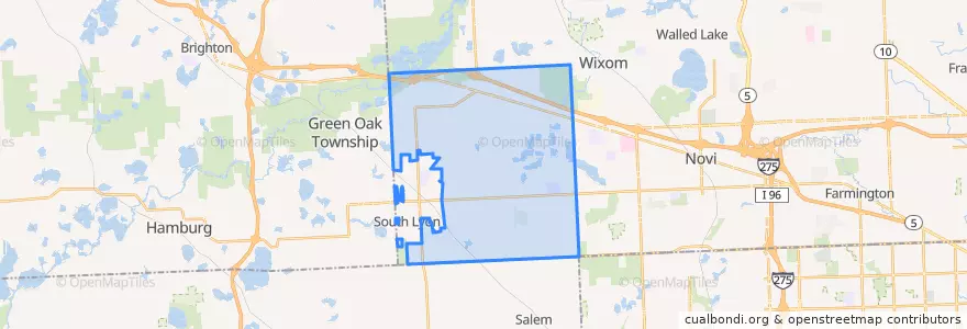 Mapa de ubicacion de Lyon Township.