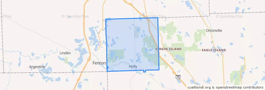 Mapa de ubicacion de Holly Township.