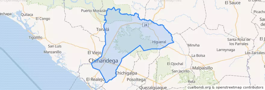Mapa de ubicacion de Chinandega (Municipio).