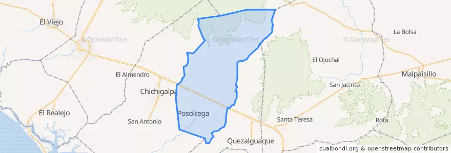 Mapa de ubicacion de Posoltega (Municipio).