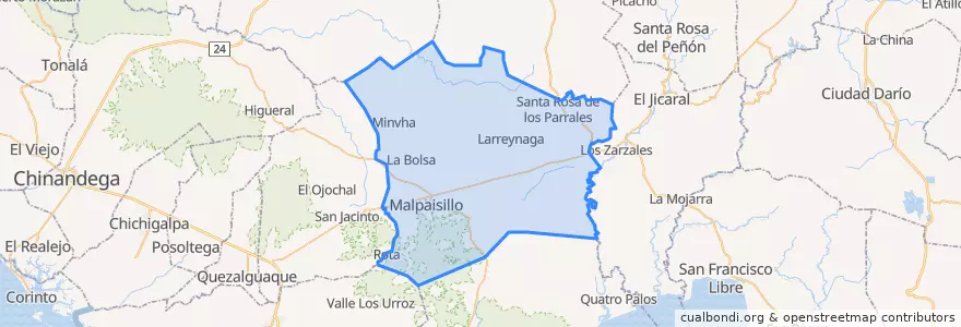 Mapa de ubicacion de Larreynaga (Municipio).