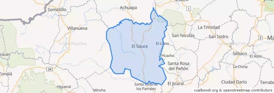 Mapa de ubicacion de El Sauce (Municipio).