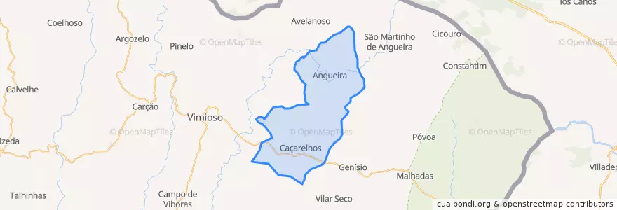Mapa de ubicacion de Caçarelhos e Angueira.