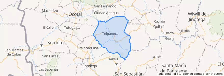 Mapa de ubicacion de Telpaneca (Municipio).