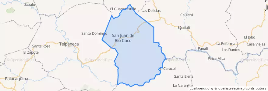 Mapa de ubicacion de San Juan de Río Coco (Municipio).