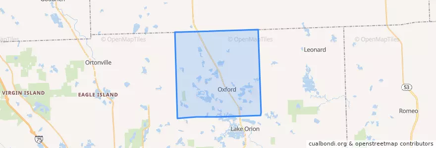 Mapa de ubicacion de Oxford Charter Township.