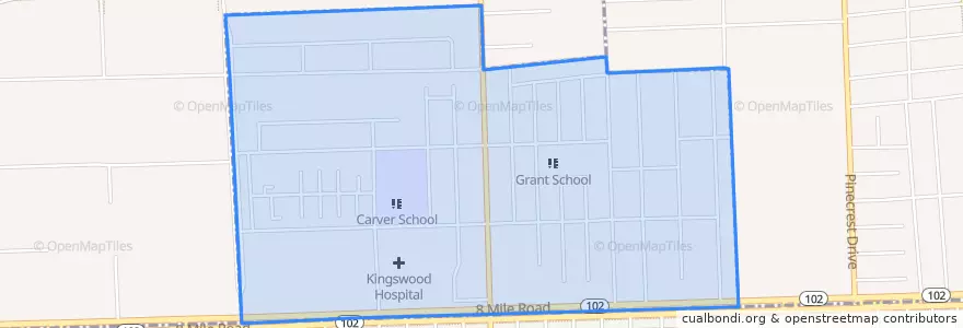 Mapa de ubicacion de Royal Oak Charter Township.