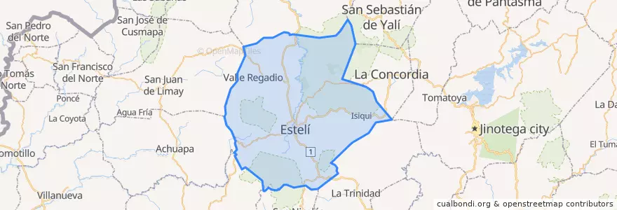 Mapa de ubicacion de Estelí (Municipio).