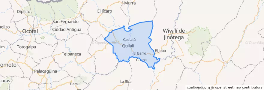 Mapa de ubicacion de Quilalí (Municipio).