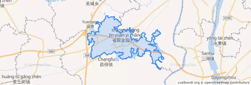 Mapa de ubicacion de 省双金园艺场.