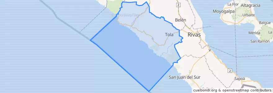 Mapa de ubicacion de Tola, Rivas.