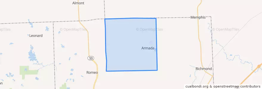 Mapa de ubicacion de Armada Township.