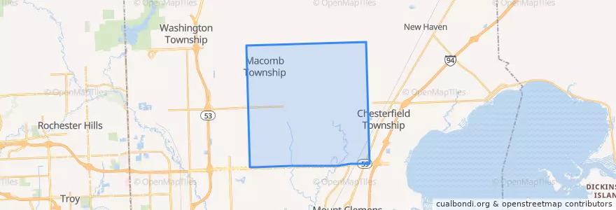 Mapa de ubicacion de Macomb Township.