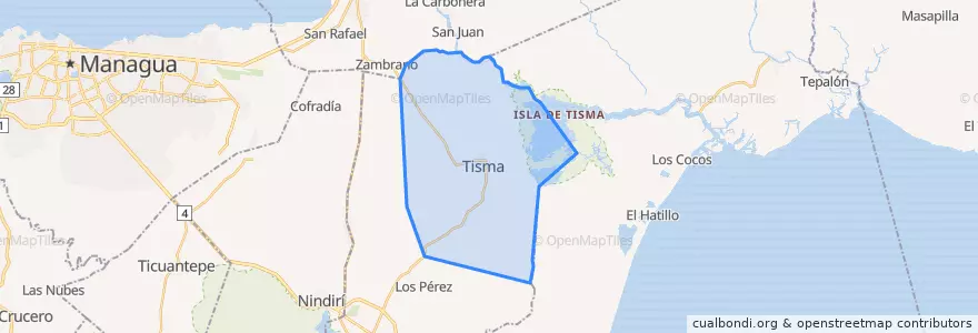 Mapa de ubicacion de Tisma (Municipio).