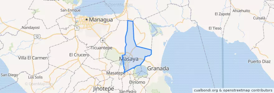 Mapa de ubicacion de Masaya (Municipio).